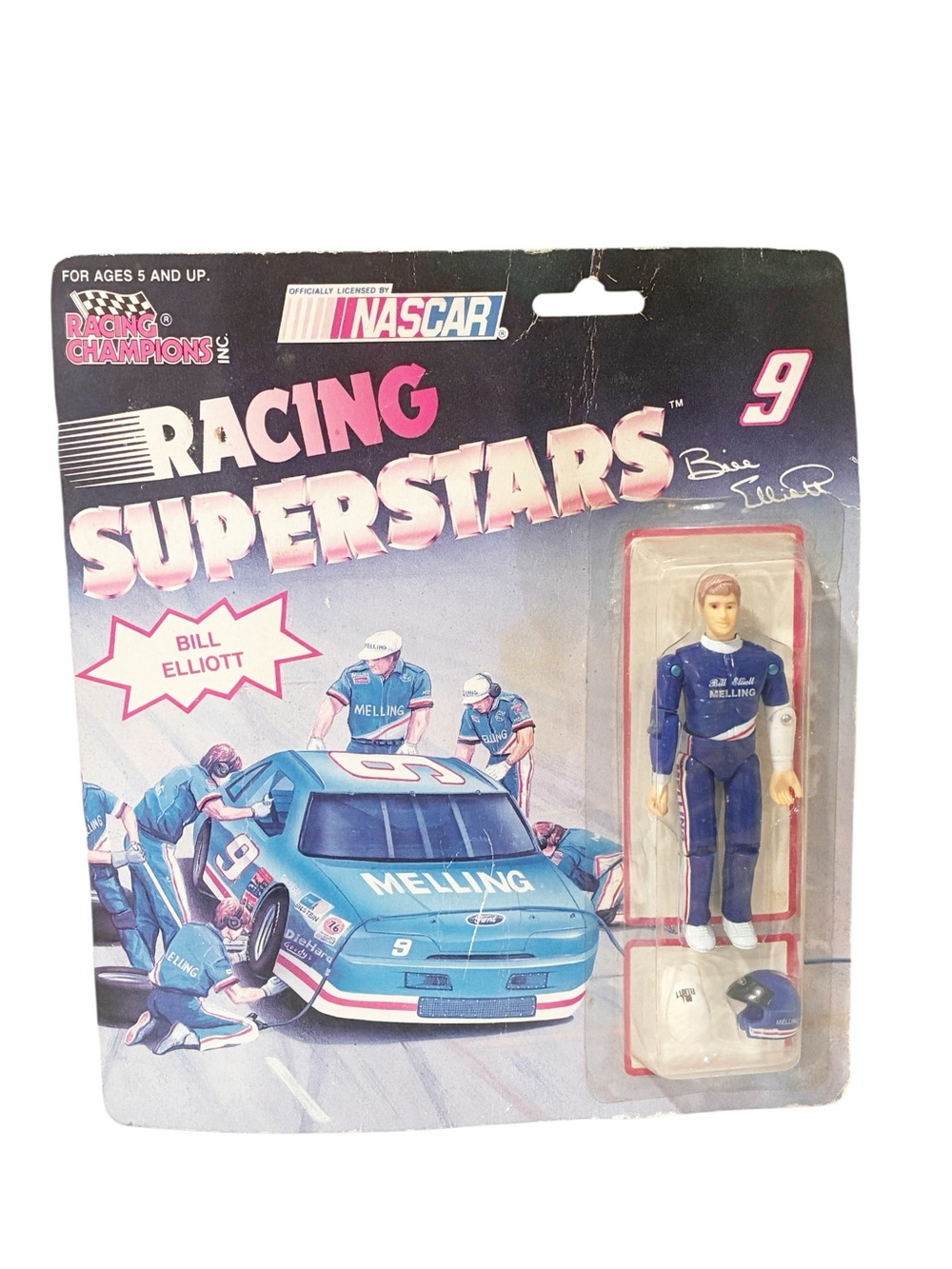 Vtg Nascar Bill Elliott #9 Figure Headgear Racing Champions Racing Superstars 91